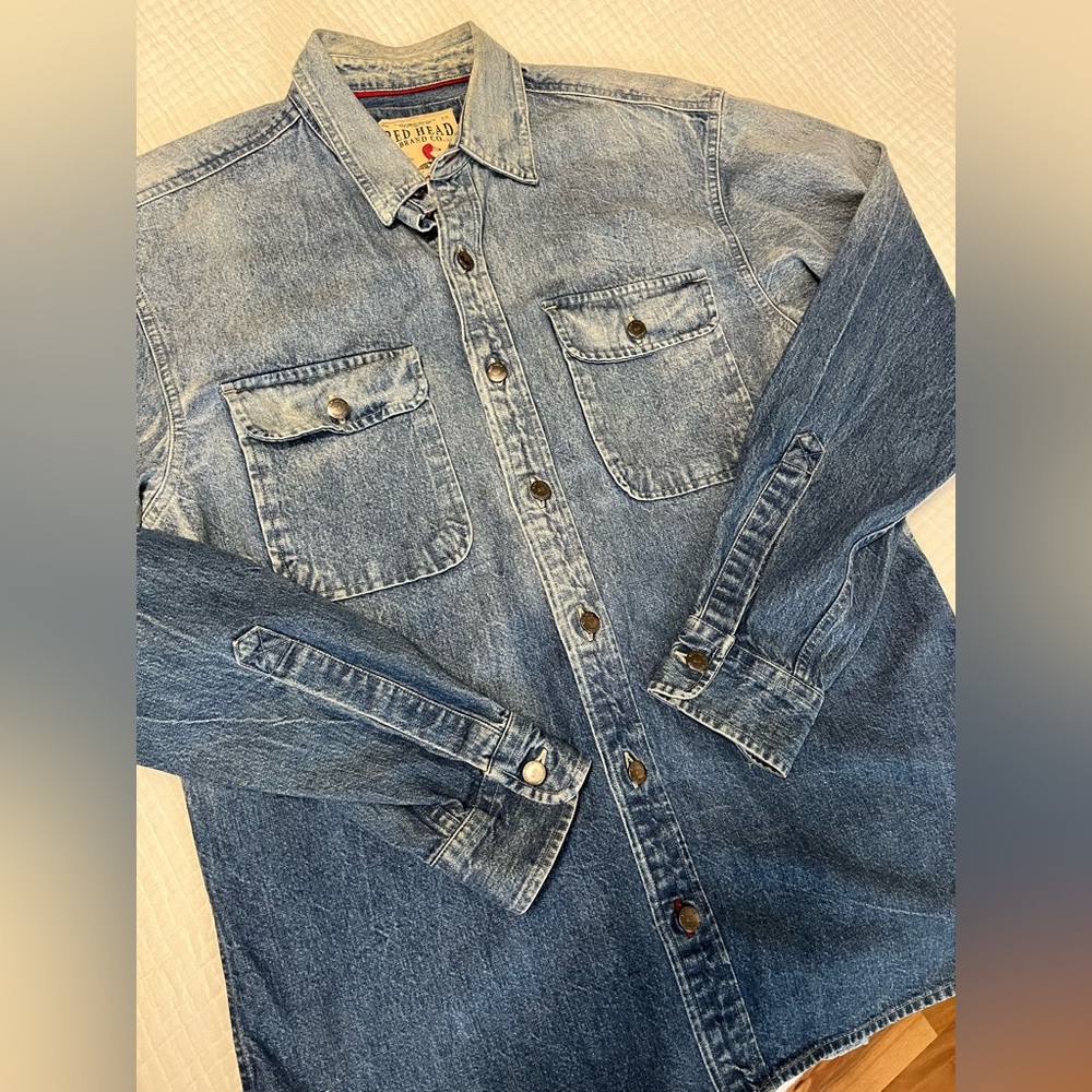 RedHead 100% Cotton Denim Button Up Shirt - Picture 5 of 6